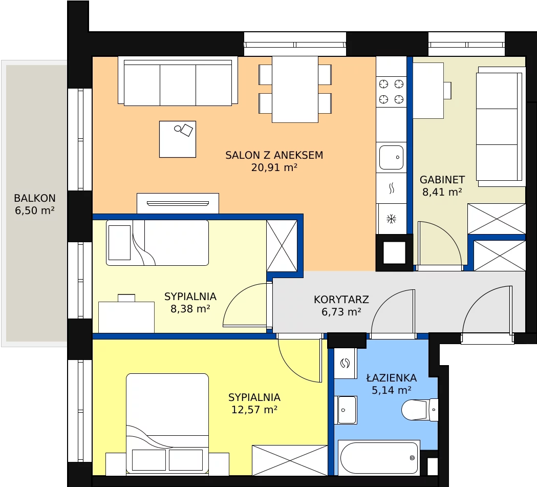 3 pokoje, mieszkanie 62,14 m², piętro 2, oferta nr 2_58, Zielone Sady, Tarczyn, ul. Zielone Sady 1, 3