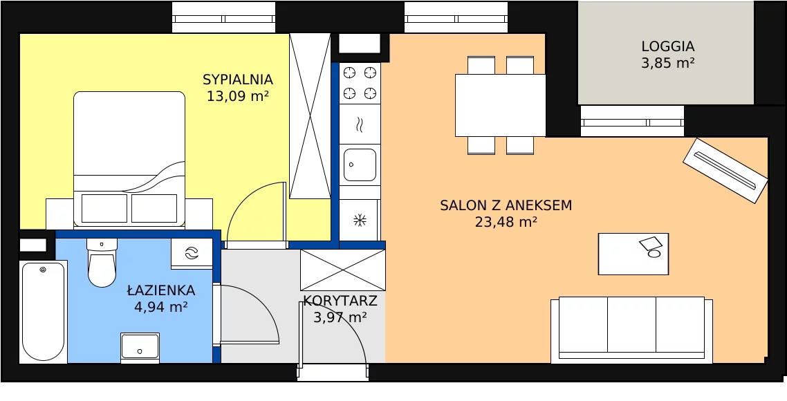 Zalety mieszkania 44.79 m², 7