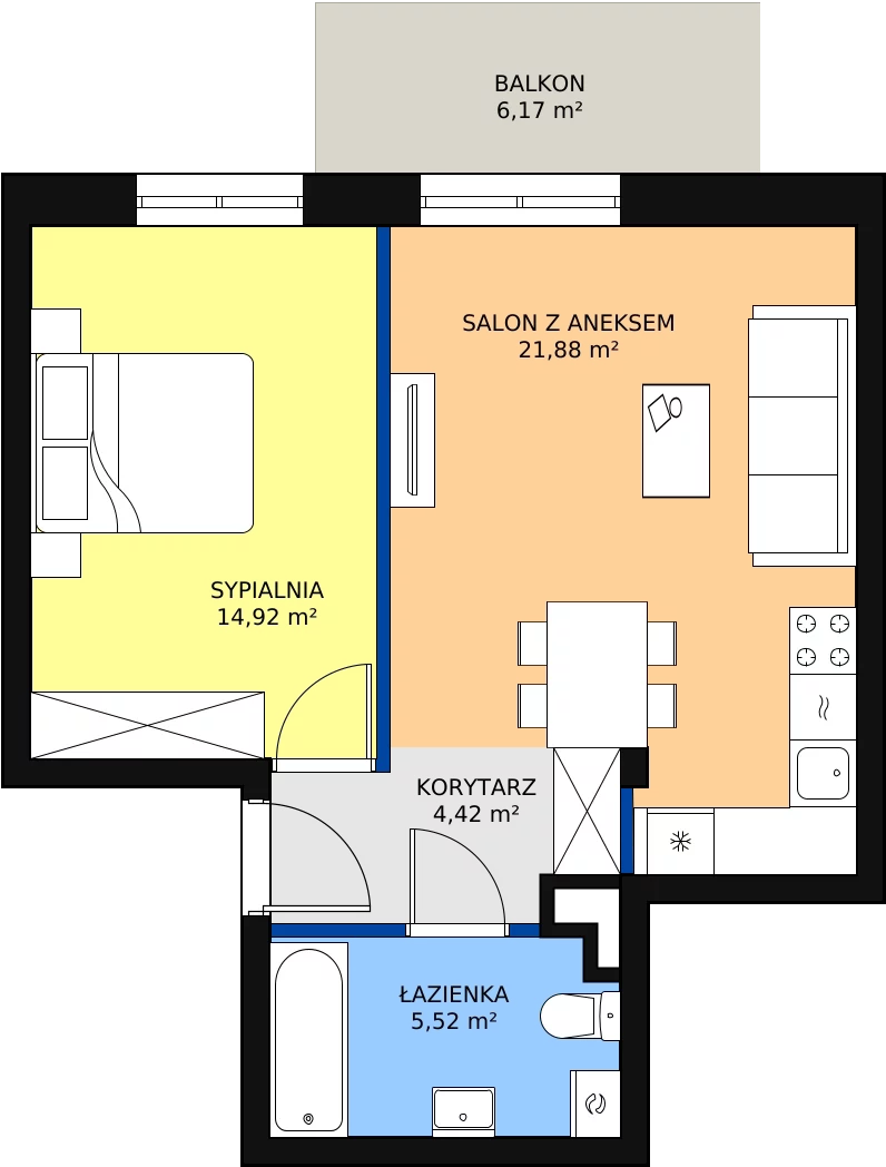 Zalety mieszkania 46.05 m², 14