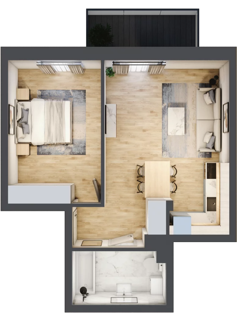 2 pokoje, mieszkanie 46,05 m², piętro 1, oferta nr 14, Szymanów Dom i Natura, Szymanów, Szymanów 7