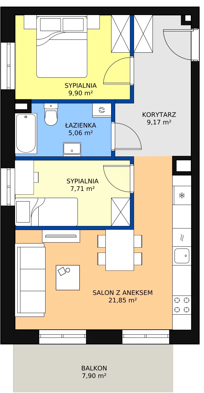 Zalety mieszkania 52.75 m², 26