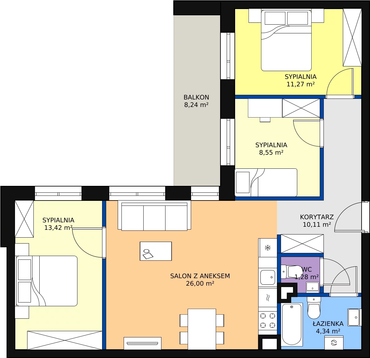 Zalety mieszkania 74 m², 52