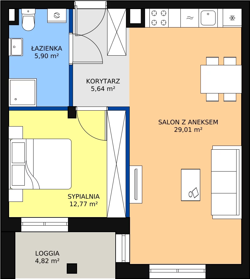 Zalety mieszkania 52.65 m², 55