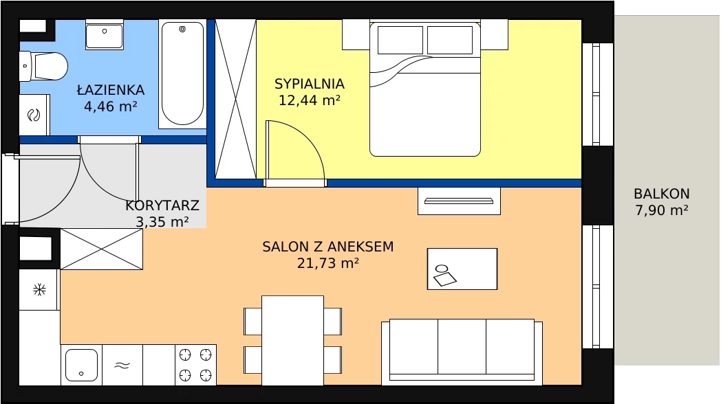 Zalety mieszkania 41.44 m², 64