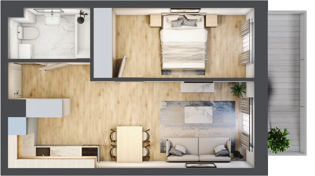 2 pokoje, mieszkanie 41,44 m², piętro 3, oferta nr 64, Szymanów Dom i Natura, Szymanów, Szymanów 7