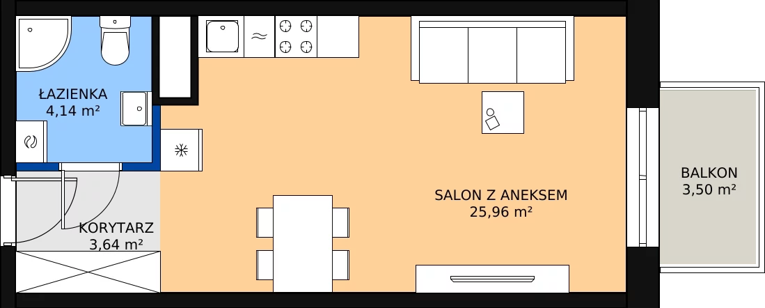 Zalety mieszkania 33.74 m², A35