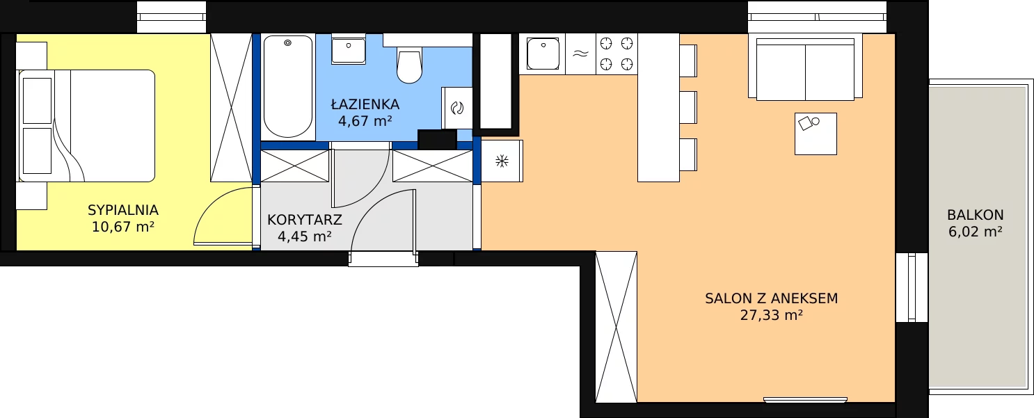 Zalety mieszkania 47.12 m², A51