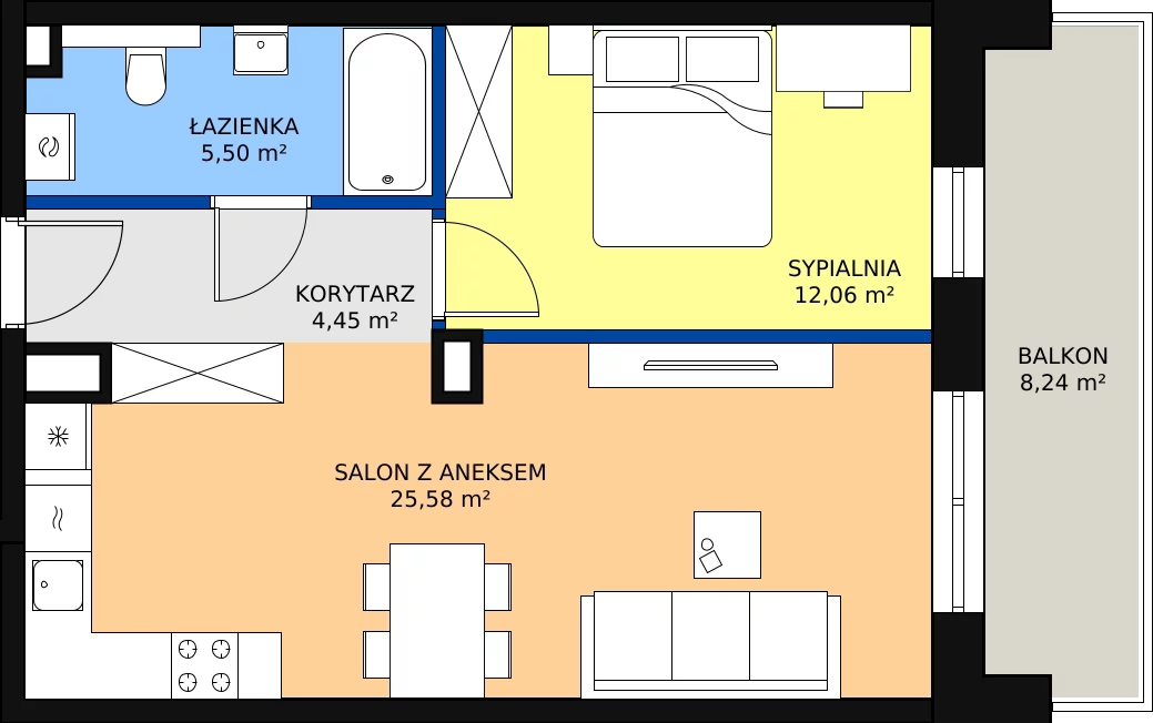 Zalety mieszkania 47.59 m², A20