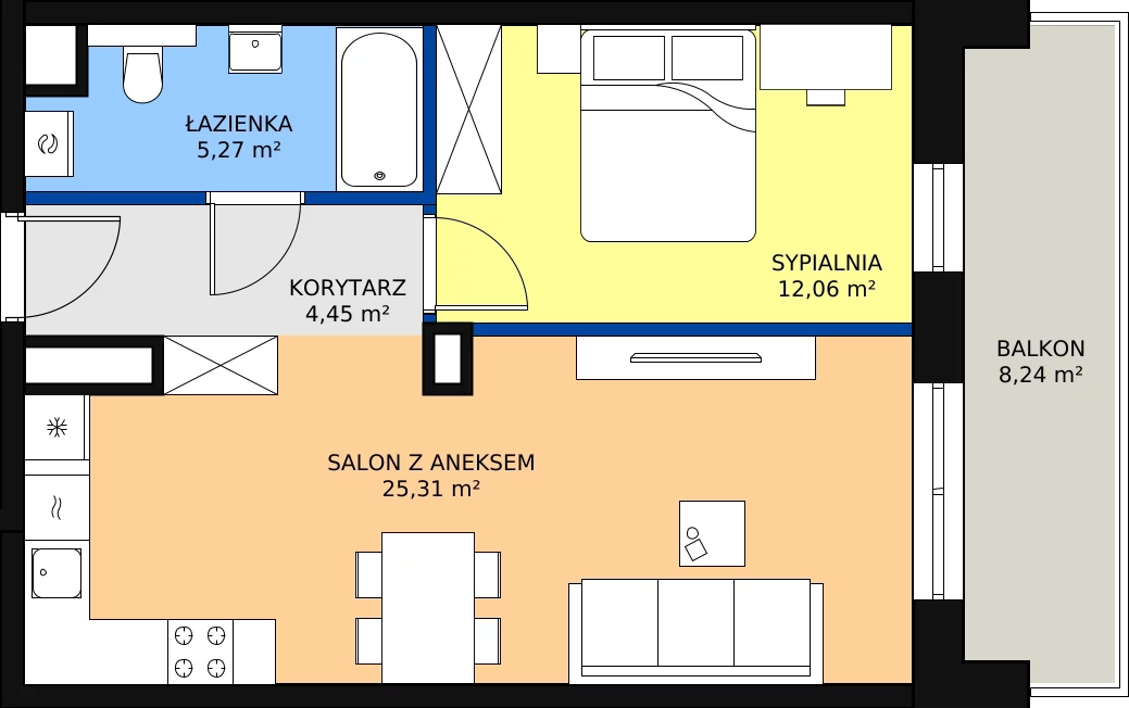 Zalety mieszkania 47.09 m², A46