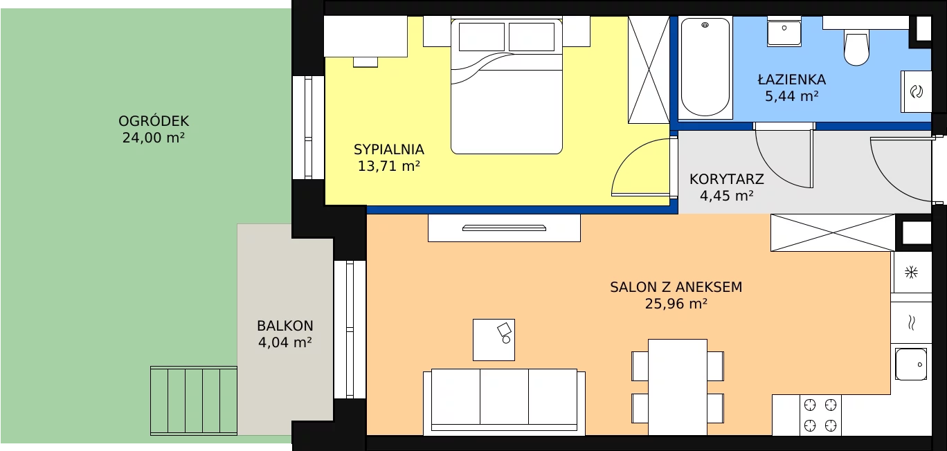 Zalety mieszkania 49.56 m², A2