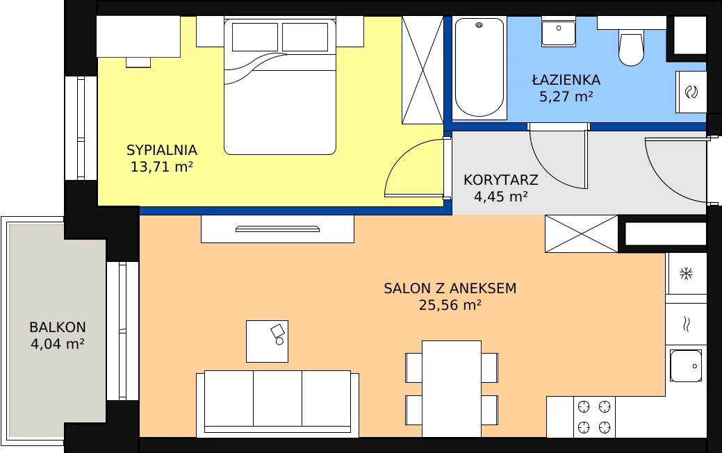 Zalety mieszkania 48.99 m², A40