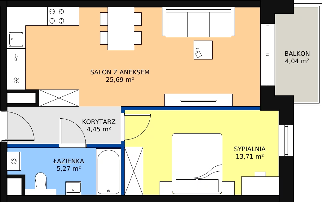 Zalety mieszkania 49.12 m², A36