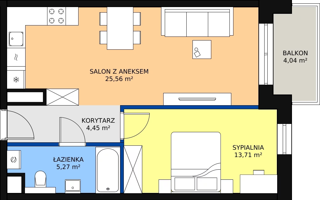 Zalety mieszkania 48.99 m², A49