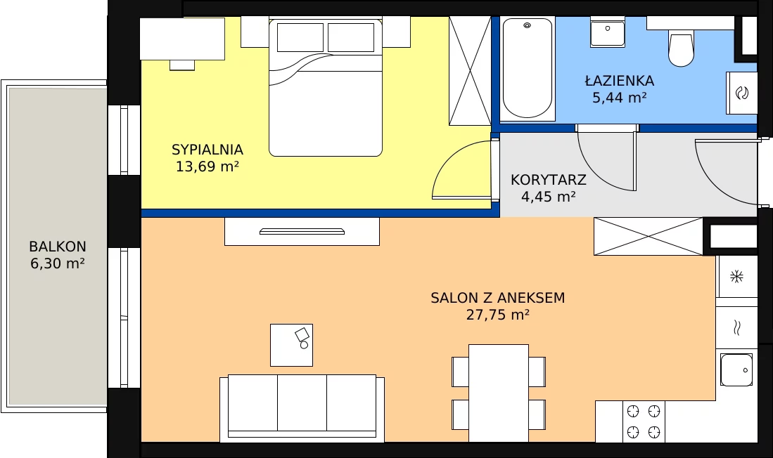 Zalety mieszkania 51.33 m², A15