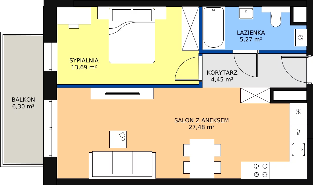 Zalety mieszkania 50.89 m², A41