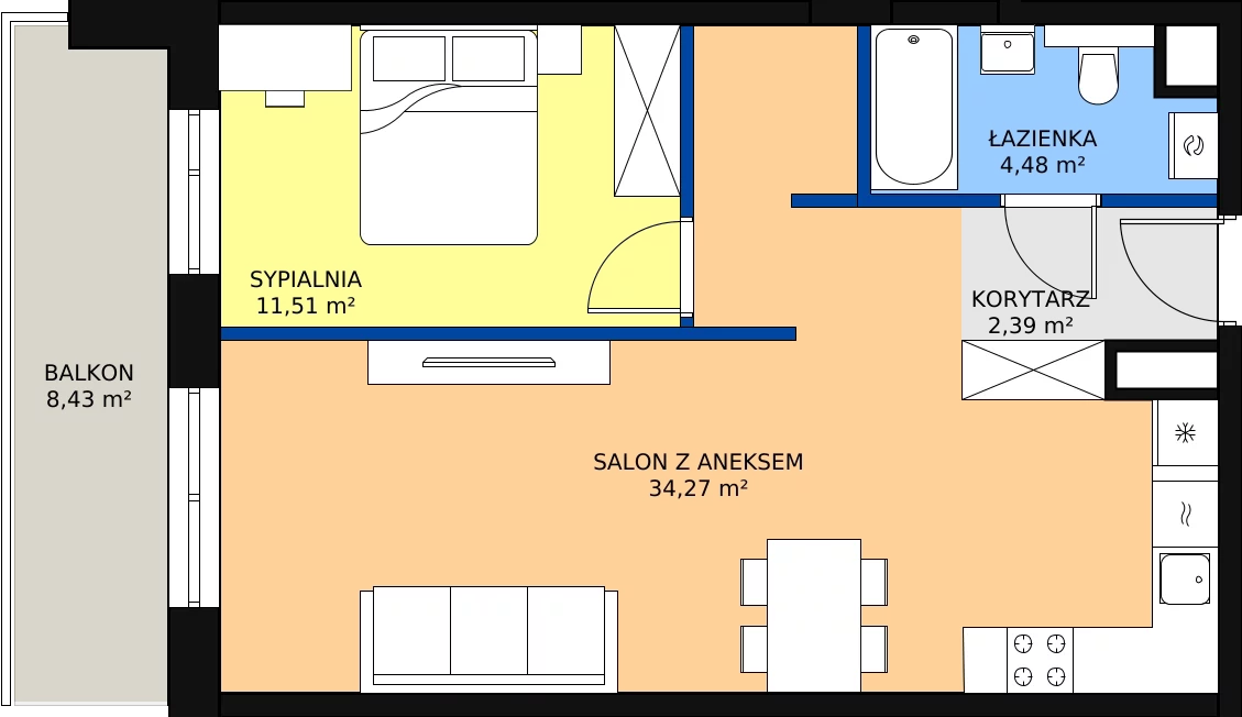 Zalety mieszkania 52.65 m², A30