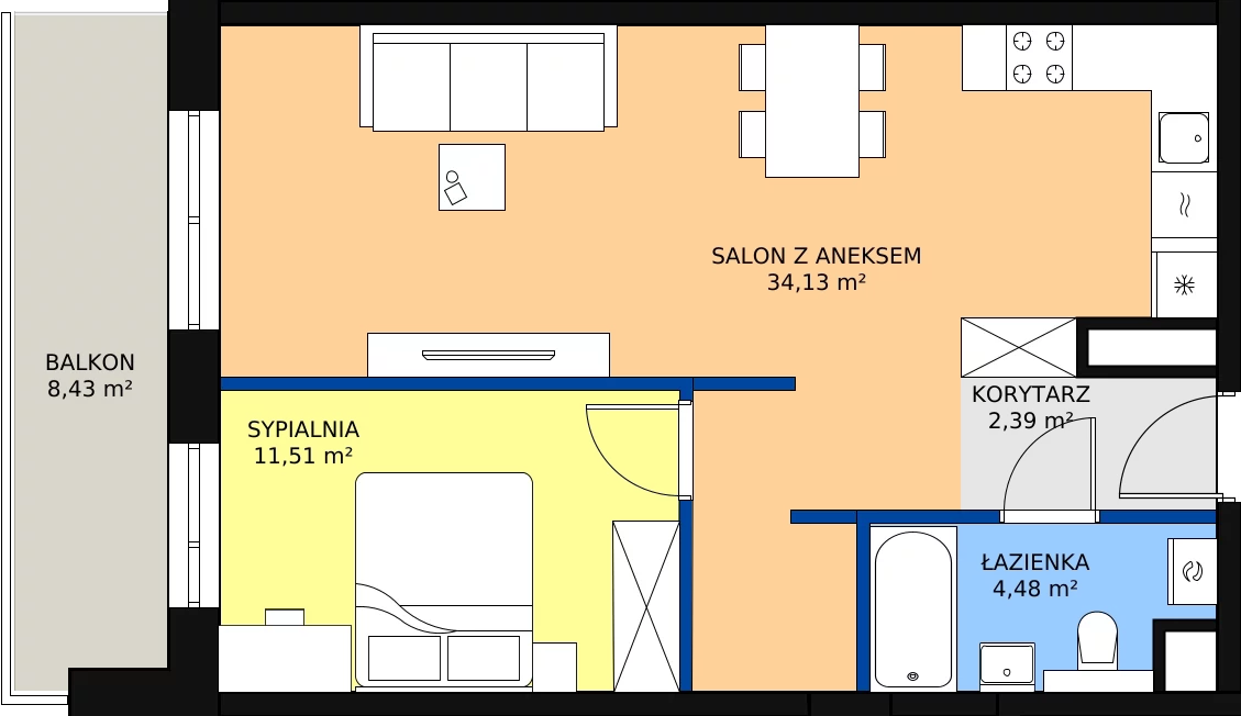 Zalety mieszkania 52.51 m², A44