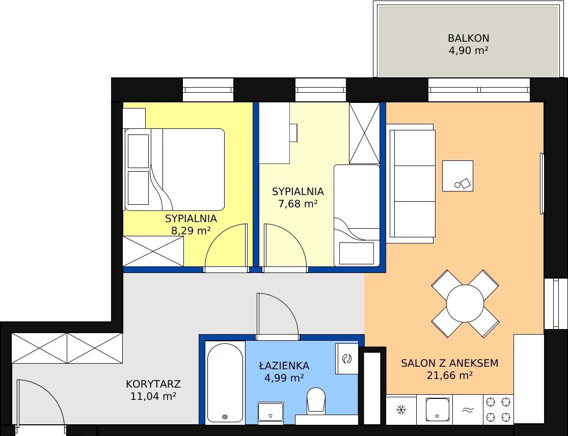 Zalety mieszkania 53.66 m², A37