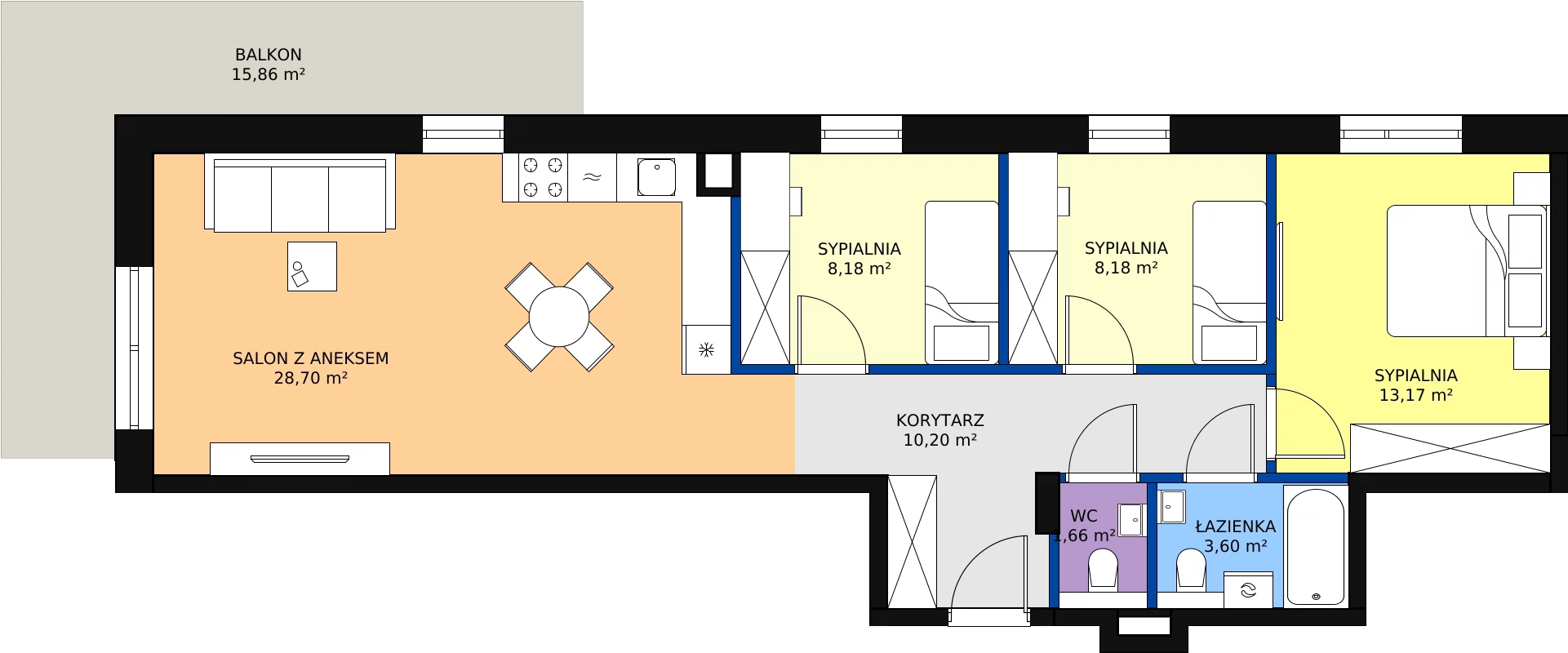Zalety mieszkania 73.69 m², A1
