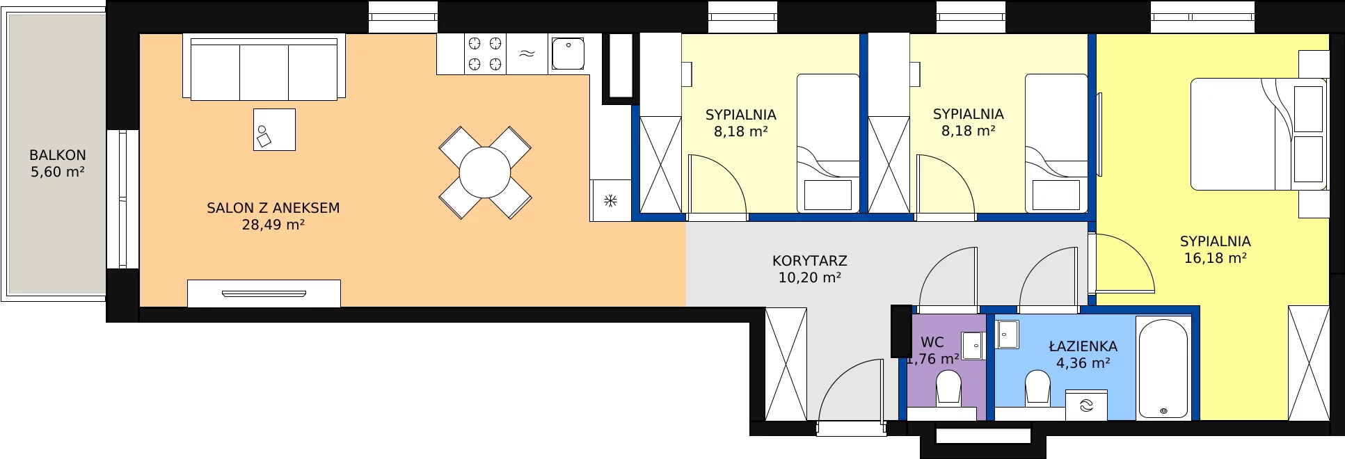 Zalety mieszkania 77.35 m², A26