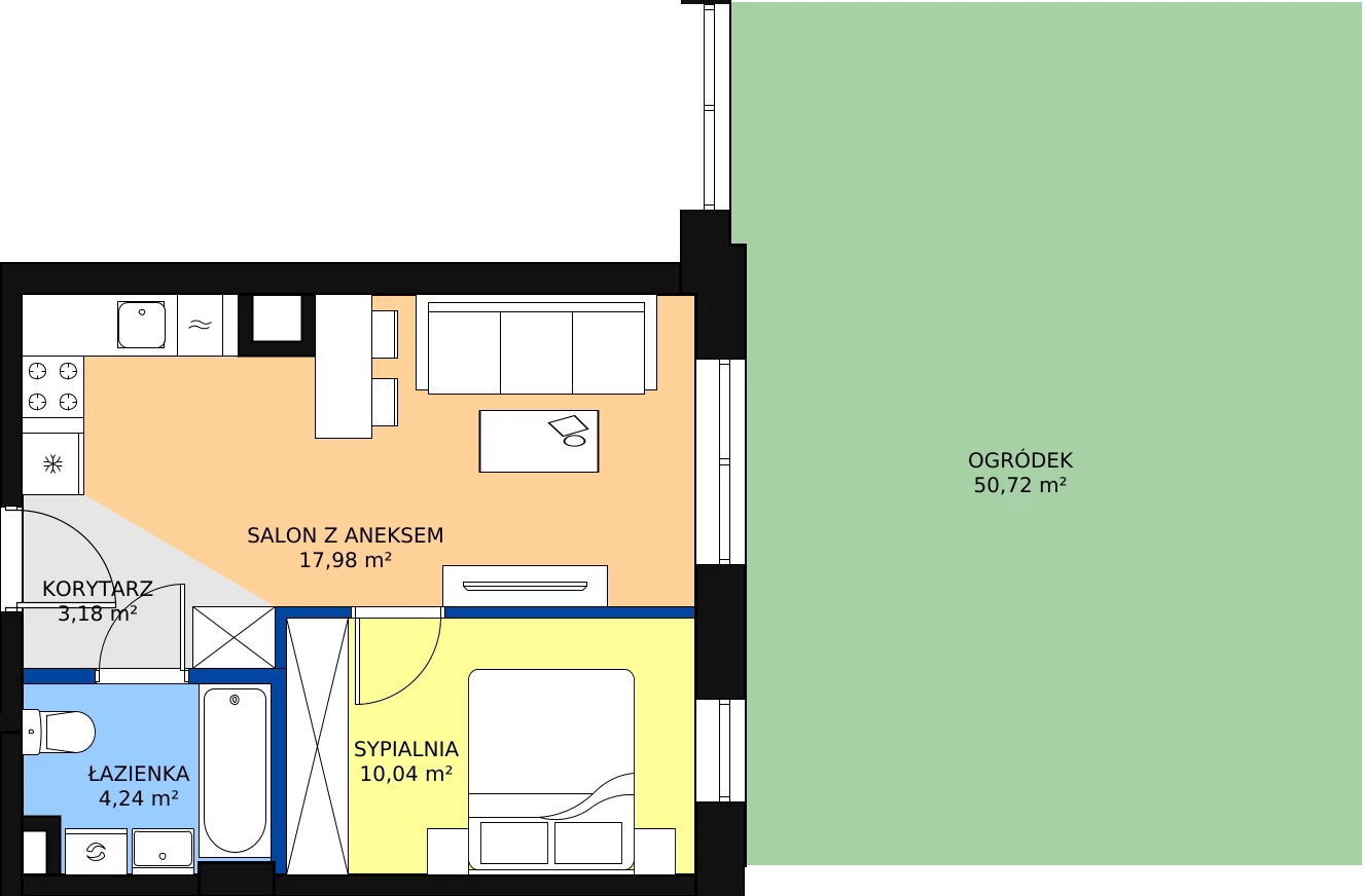 Zalety mieszkania 35.44 m², 1