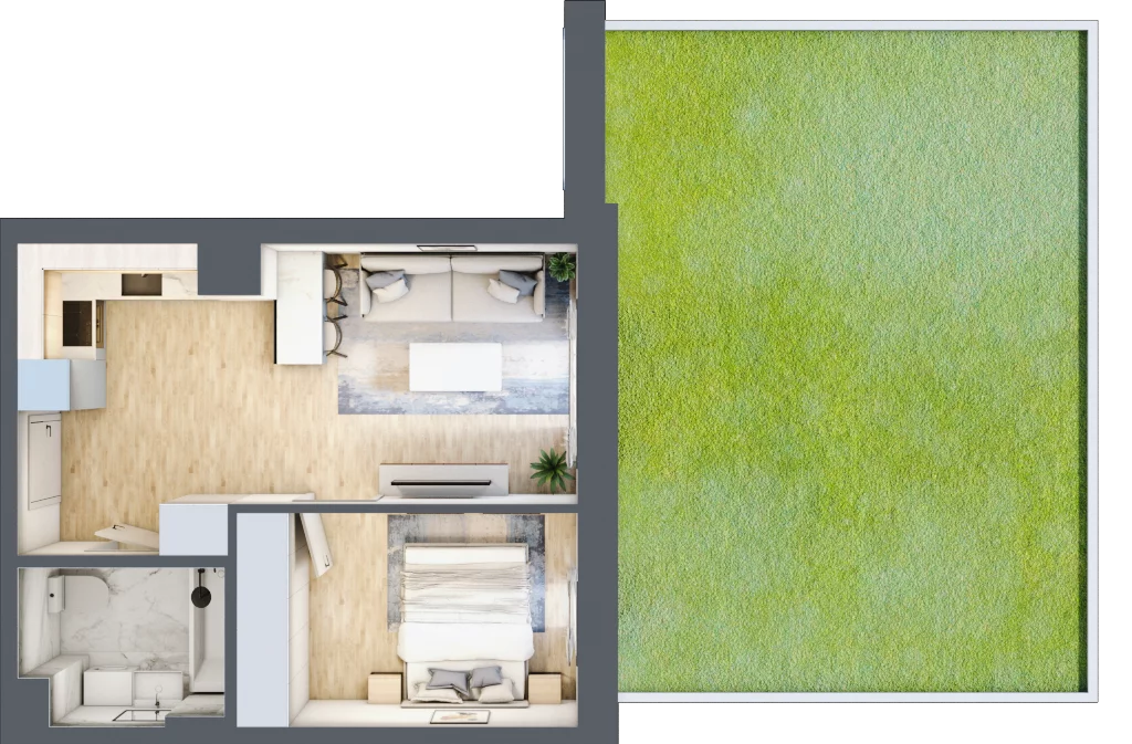 2 pokoje, mieszkanie 35,44 m², parter, oferta nr 1, Na Wspólnej, Wólka Grodziska, ul. Wspólna 5