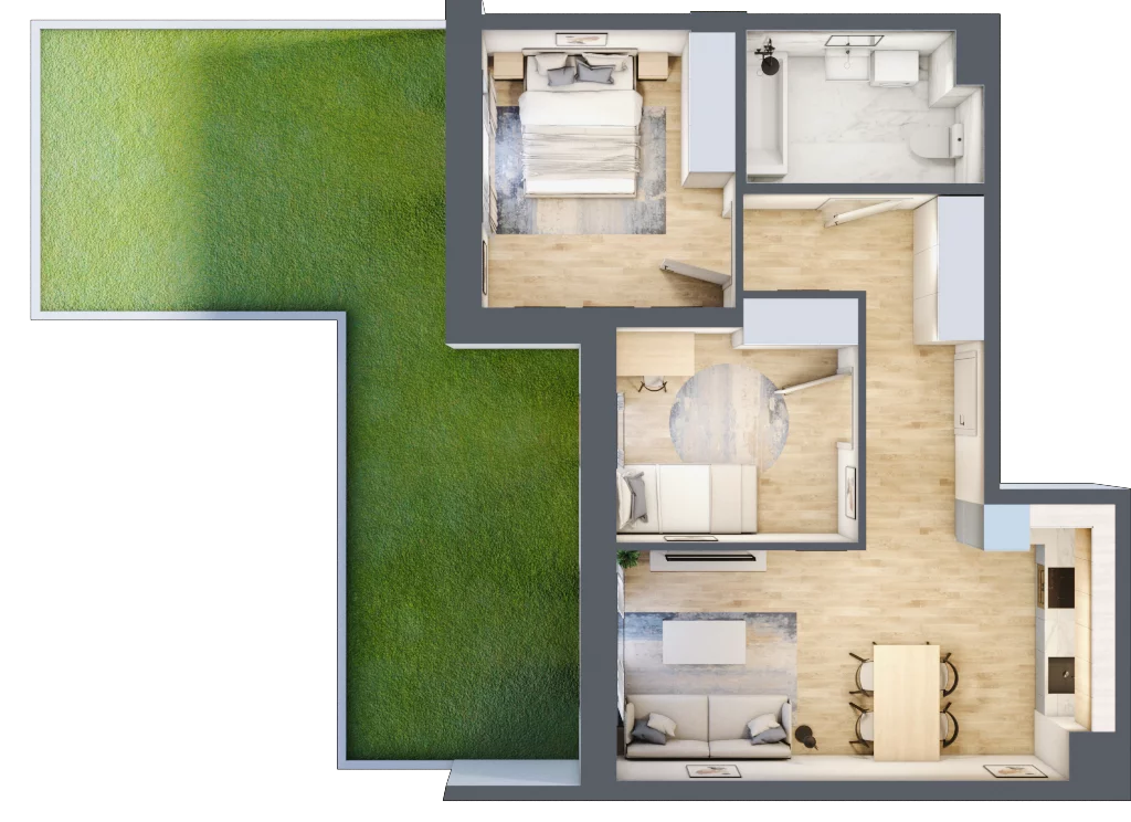 3 pokoje, mieszkanie 56,98 m², parter, oferta nr 4, Na Wspólnej, Wólka Grodziska, ul. Wspólna 5