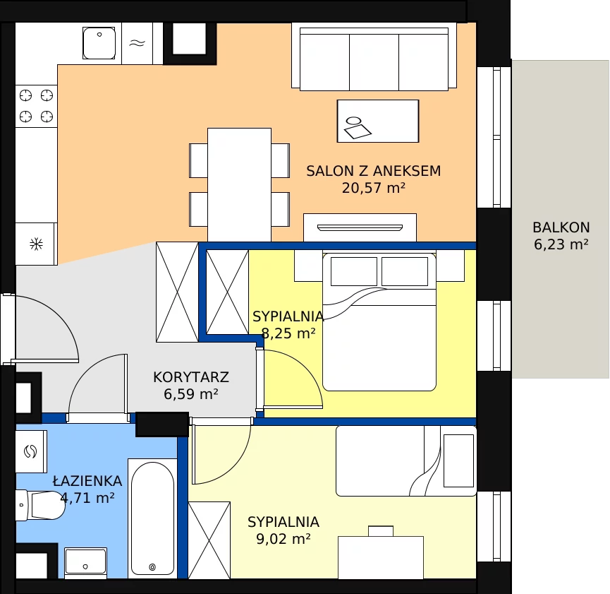 Zalety mieszkania 49.14 m², 8