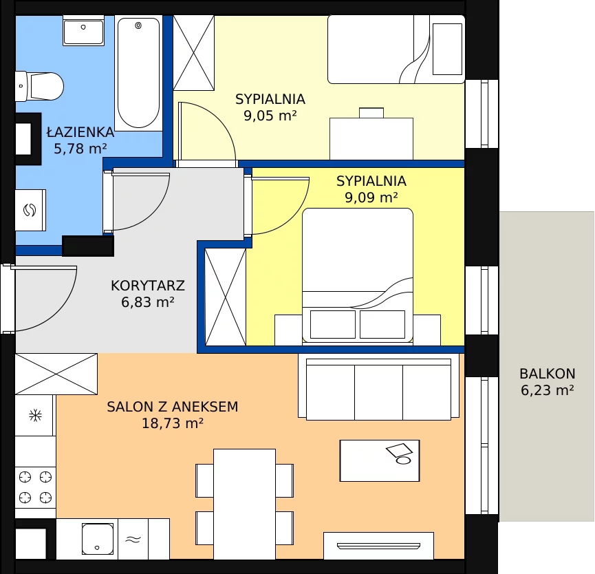 Zalety mieszkania 49.48 m², 9