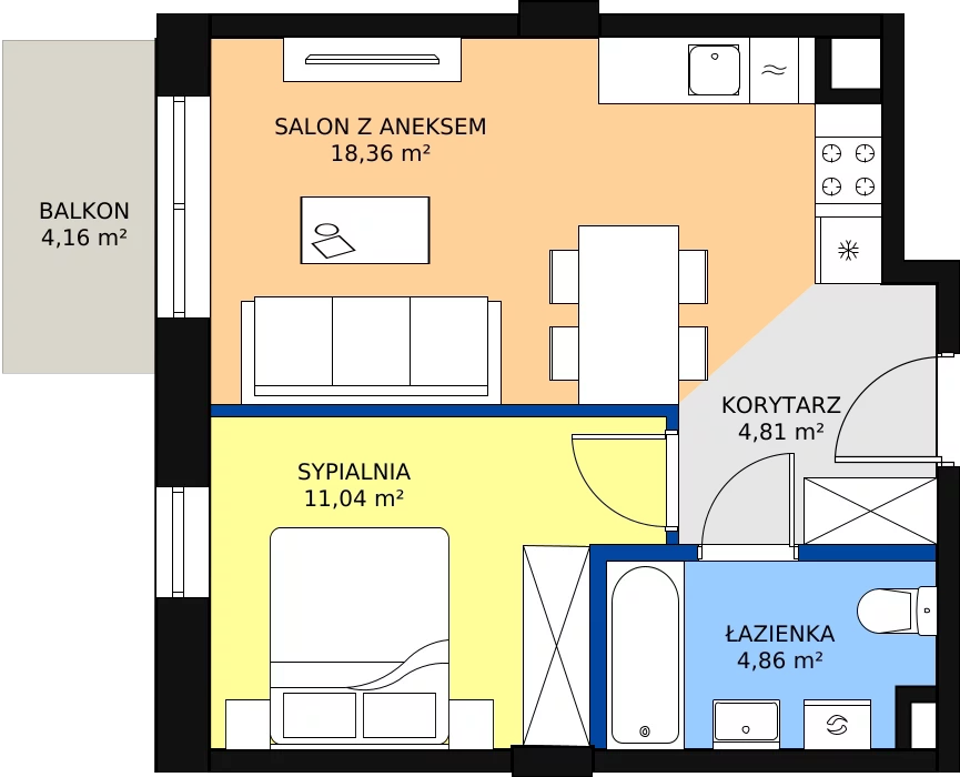 Zalety mieszkania 39.36 m², 12