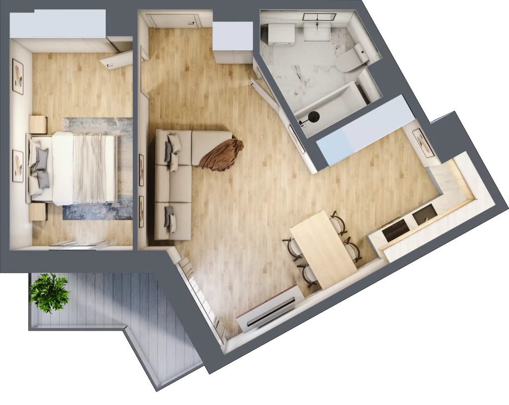 2 pokoje, mieszkanie 48,47 m², piętro 1, oferta nr 15, Na Wspólnej, Wólka Grodziska, ul. Wspólna 5