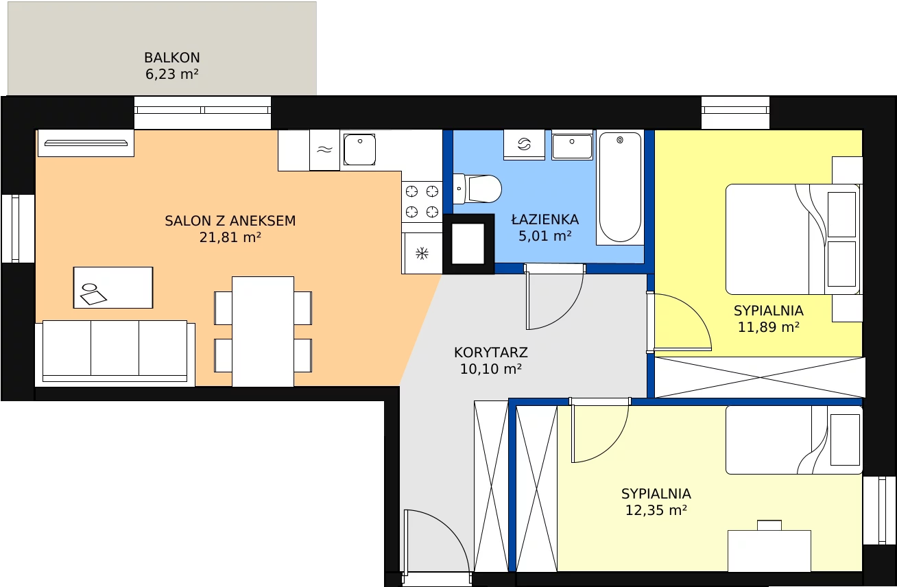 Zalety mieszkania 61.65 m², 16