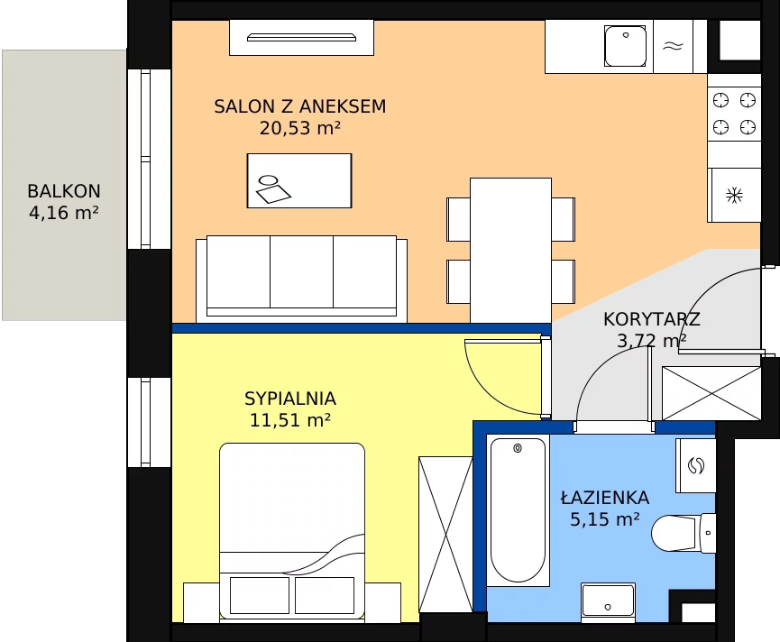 Zalety mieszkania 41.23 m², 24