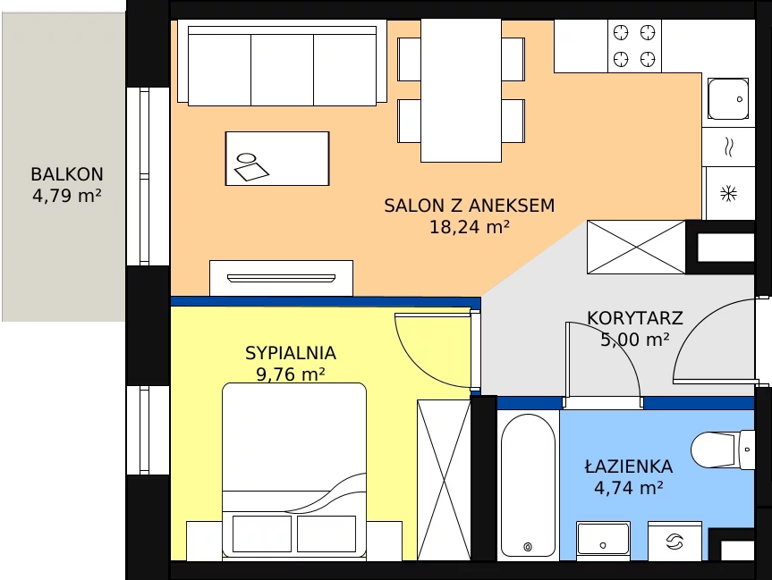 Zalety mieszkania 38.04 m², 36