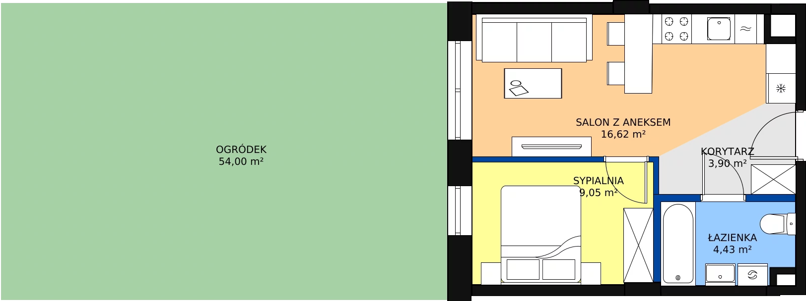 Zalety mieszkania 34.28 m², 68