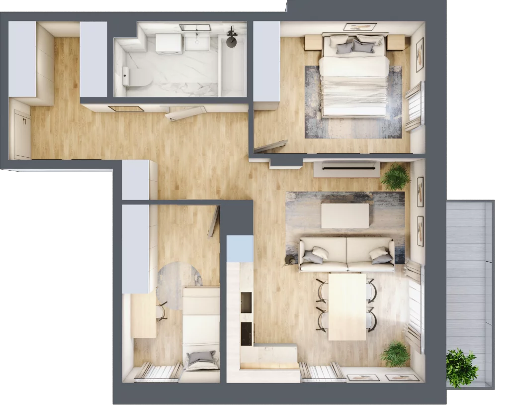 3 pokoje, mieszkanie 60,40 m², piętro 1, oferta nr 74, Na Wspólnej, Wólka Grodziska, ul. Wspólna 5