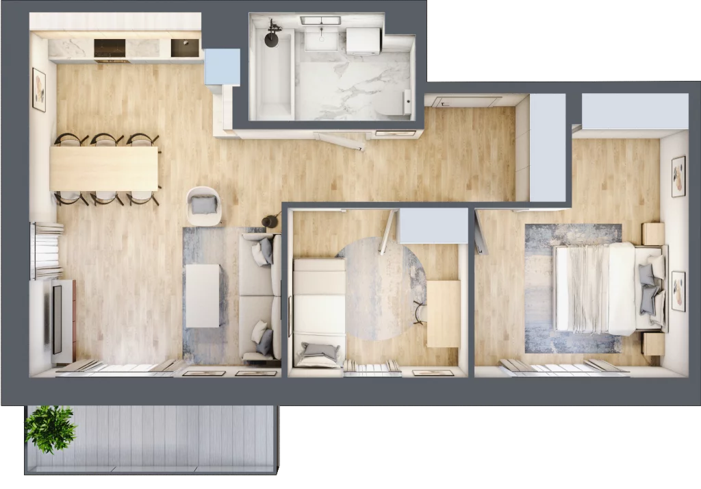 3 pokoje, mieszkanie 59,99 m², piętro 1, oferta nr 75, Na Wspólnej, Wólka Grodziska, ul. Wspólna 5