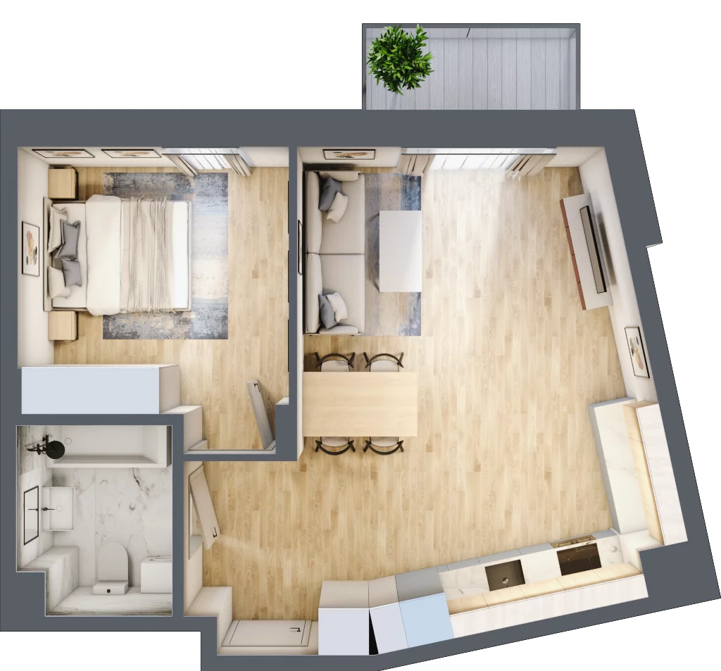 2 pokoje, mieszkanie 48,97 m², piętro 1, oferta nr 80, Na Wspólnej, Wólka Grodziska, ul. Wspólna 5