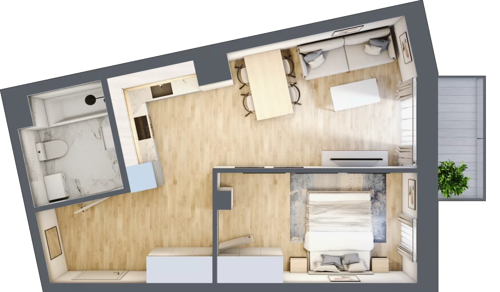 2 pokoje, mieszkanie 43,46 m², piętro 1, oferta nr 81, Na Wspólnej, Wólka Grodziska, ul. Wspólna 5