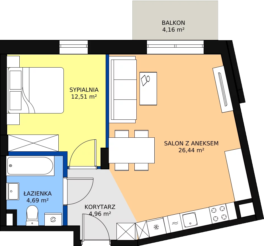 Zalety mieszkania 49 m², 91