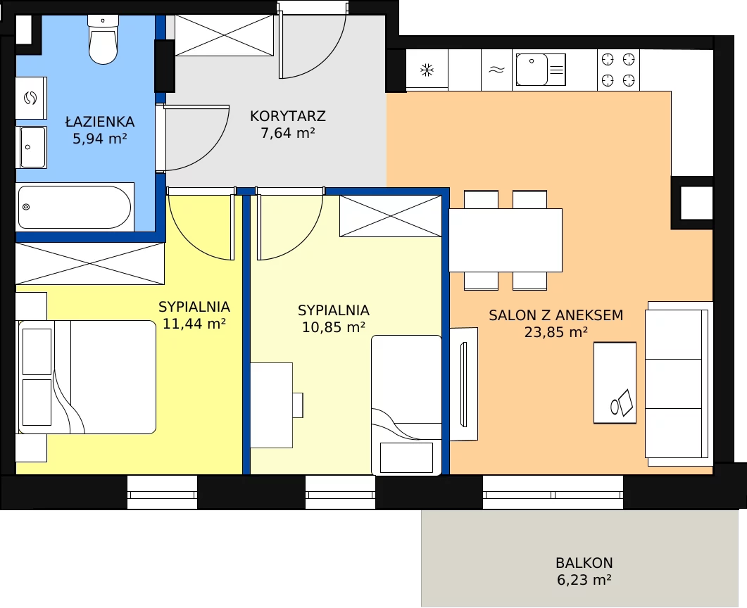 Zalety mieszkania 60.2 m², 95