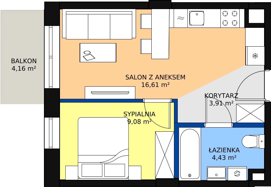 Zalety mieszkania 34.3 m², 101