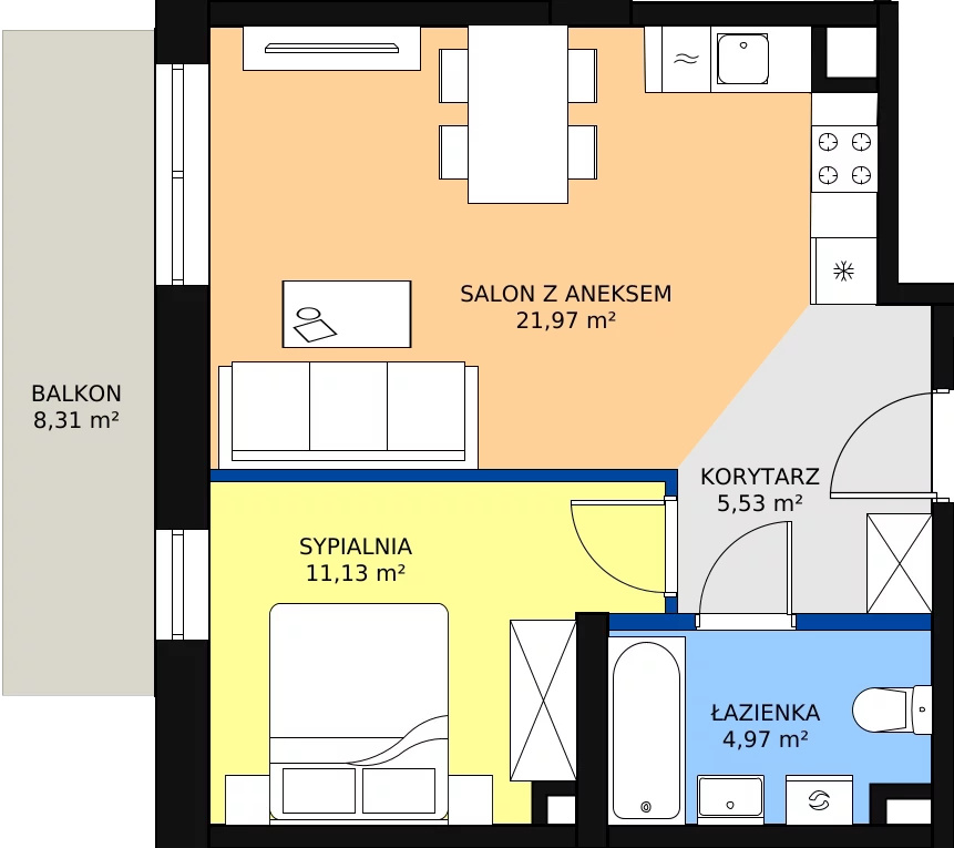 Zalety mieszkania 43.95 m², 111