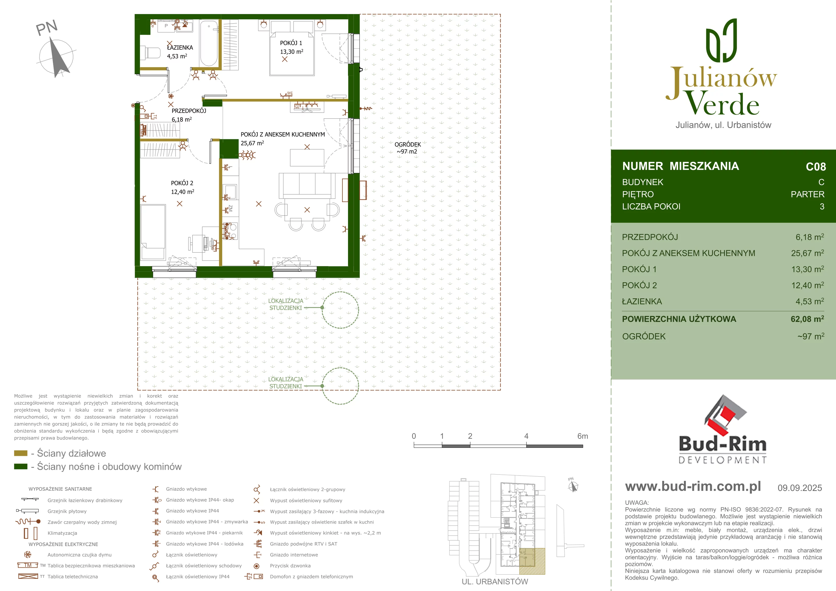 3 pokoje, mieszkanie 62,08 m², parter, oferta nr 8, Julianów Verde, Julianów, ul. Urbanistów
