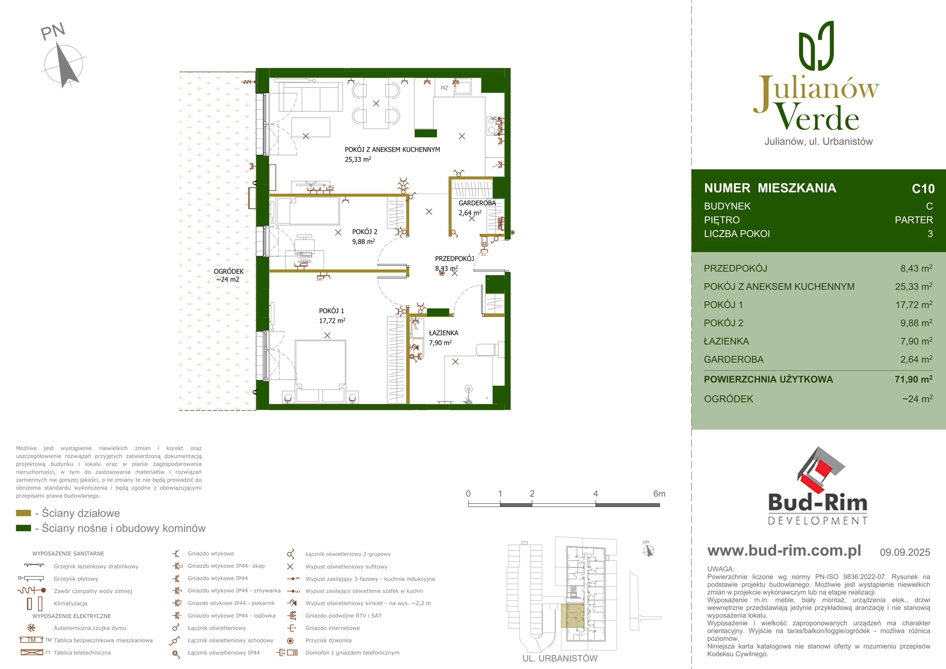 3 pokoje, mieszkanie 71,90 m², parter, oferta nr 10, Julianów Verde, Julianów, ul. Urbanistów