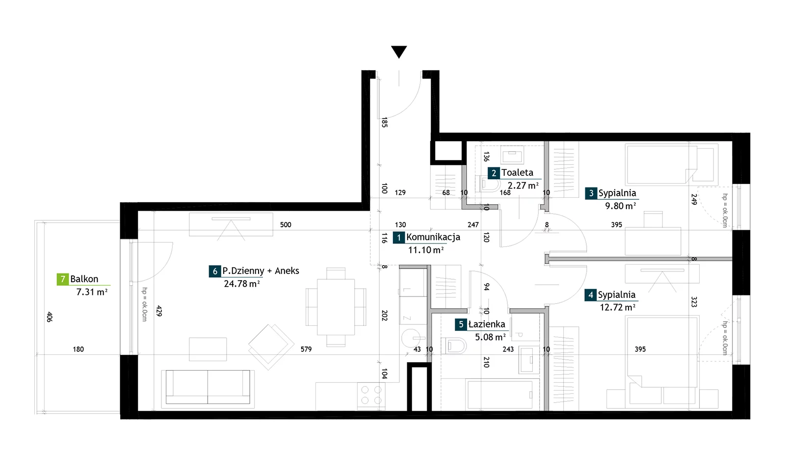 3 pokoje, mieszkanie 65,75 m², piętro 2, oferta nr AA0210, Viva Cité etap II, Warszawa, Bemowo, Chrzanów, ul. Podgrodzie