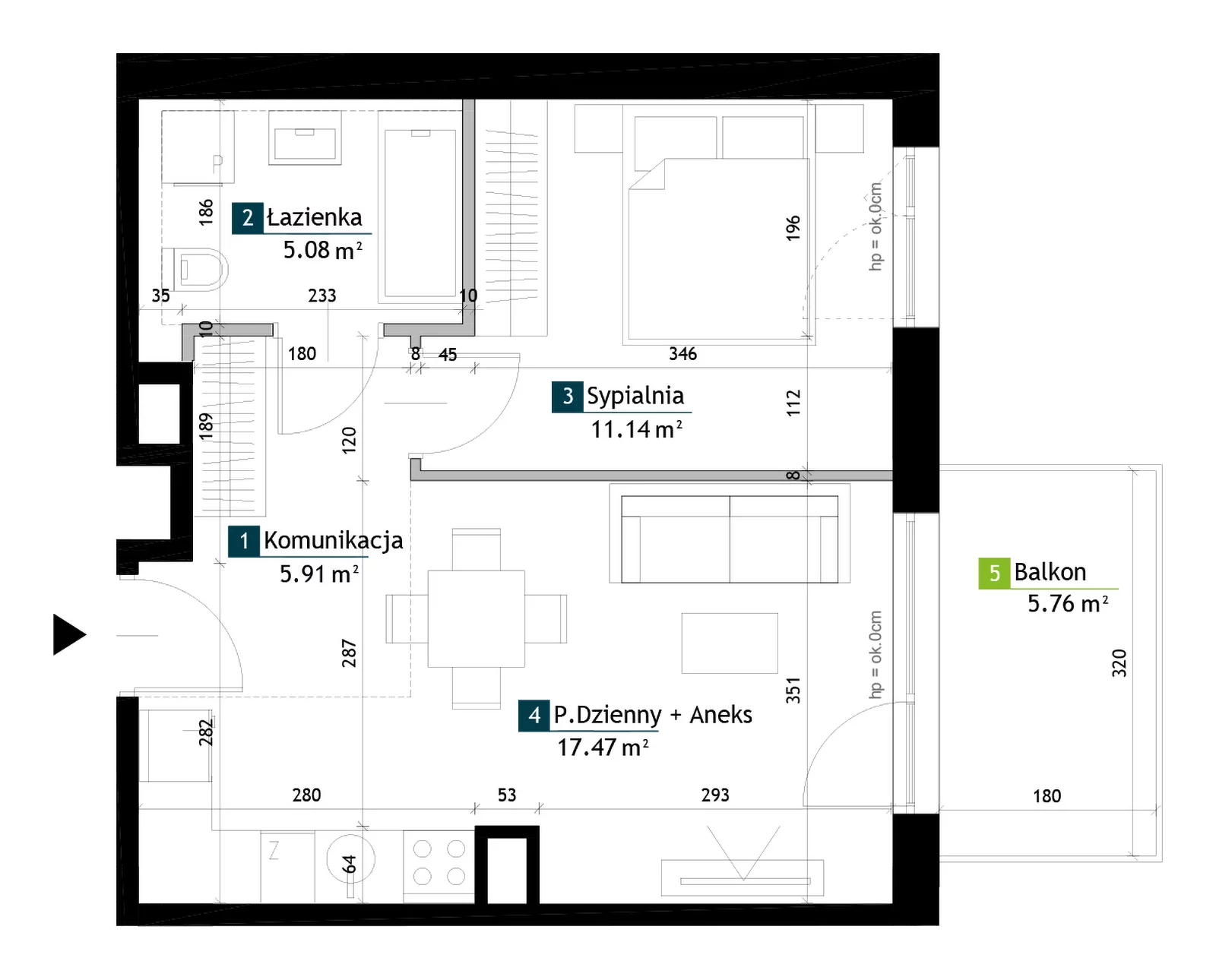 2 pokoje, mieszkanie 39,60 m², piętro 3, oferta nr AA0301, Viva Cité etap II, Warszawa, Bemowo, Chrzanów, ul. Podgrodzie