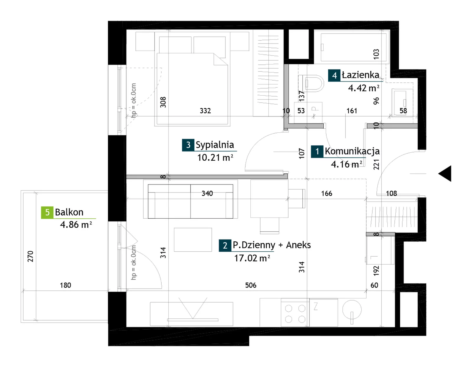 2 pokoje, mieszkanie 35,81 m², piętro 3, oferta nr AA0303, Viva Cité etap II, Warszawa, Bemowo, Chrzanów, ul. Podgrodzie