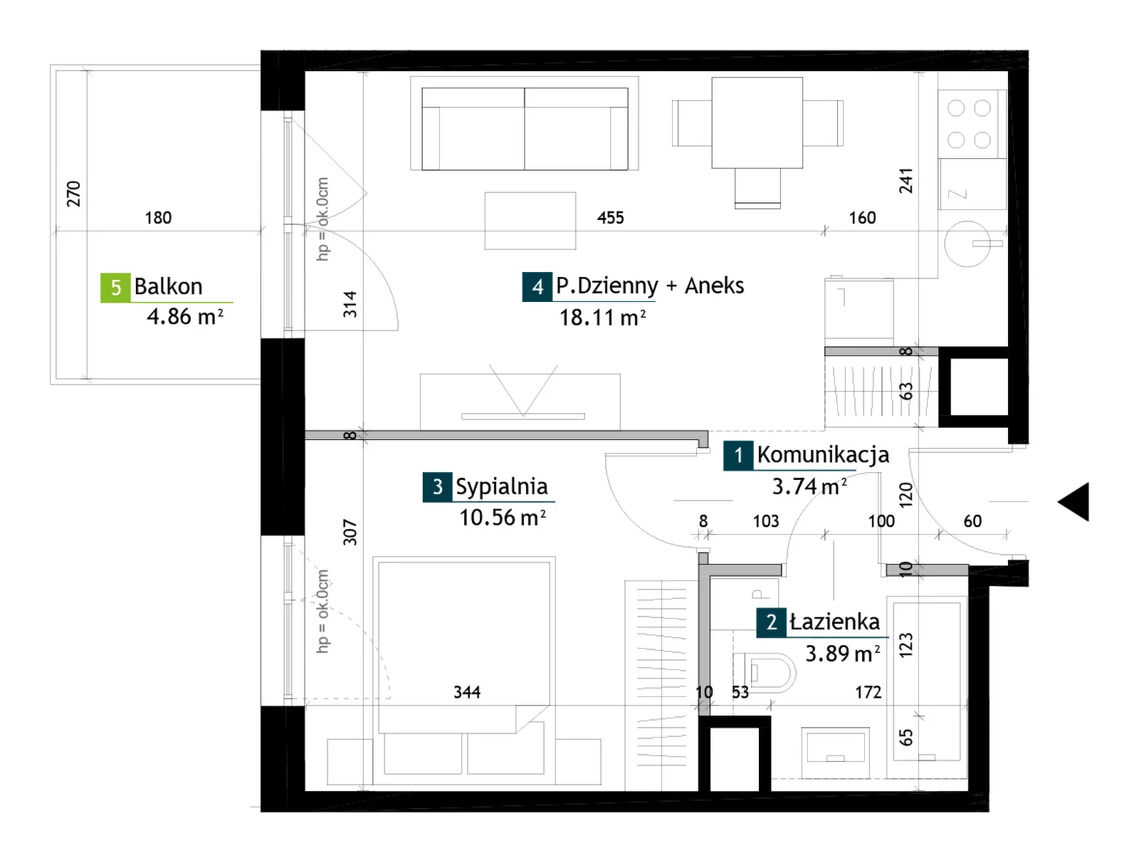 2 pokoje, mieszkanie 36,30 m², piętro 3, oferta nr AA0305, Viva Cité etap II, Warszawa, Bemowo, Chrzanów, ul. Podgrodzie