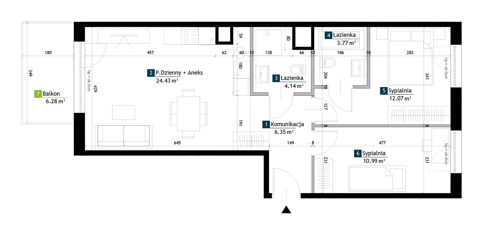 3 pokoje, mieszkanie 61,75 m², piętro 3, oferta nr AB0303, Viva Cité etap II, Warszawa, Bemowo, Chrzanów, ul. Podgrodzie